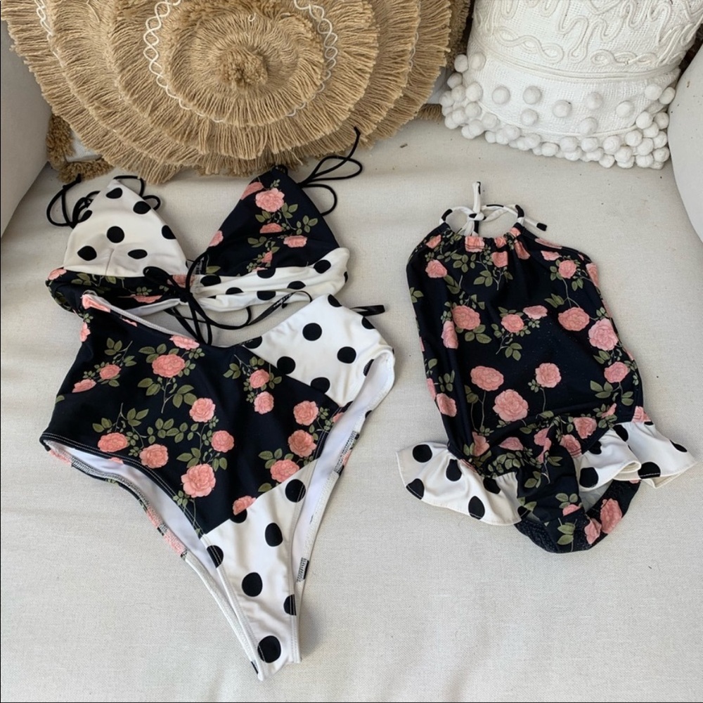 Mommy and Me Neapolitan For Love and Lemons Swimsuits (M AND 4T)